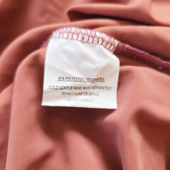 Selfie Leslie Good Vibes V-Bust Sheer Split Midi Dress Rose Blush Women's Size L - Picture 10 of 10